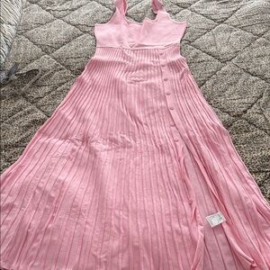 Chic Pink Sleeveless Dress with Pleats
